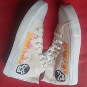Flame Skull High-Top Sneakers